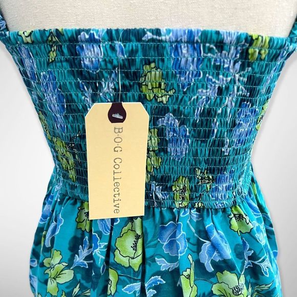 NWT B•O•G Collective Blue Floral Strap Mini Dress Padded Chest Bra (M) $98 - Picture 8 of 12